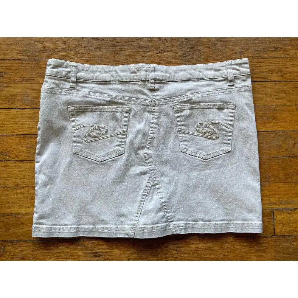 WILLI SMITH Beige Denim Stretch Mini Skirt sz 14
